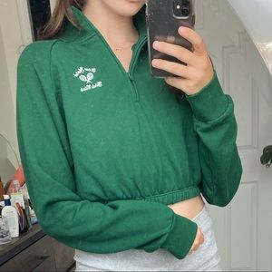 Cropped Green Quarter-Zip